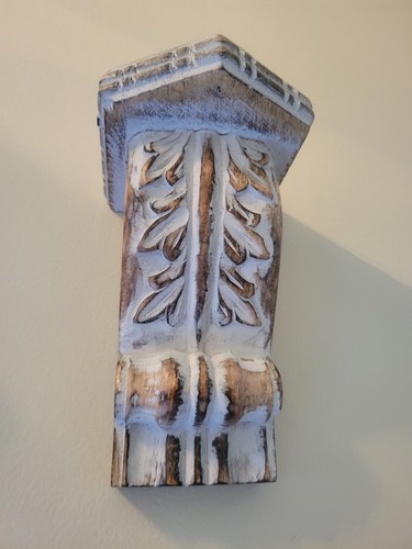 Ménsulas de Pared de Madera Decorativas Diseño Floral, Juego de 4, Soporte de Varilla de Estante Blanco Rústico - Imagen 5 de 11