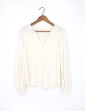 VELVET By Graham & Spencer Rohana Viscose Blouse Top Crema S $178 A3 193