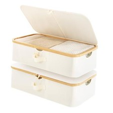 Underbed Storage Containers with Lids-Pack 7" Low Profile Under Bed 2 Beige