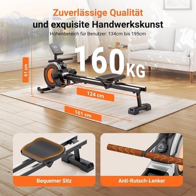 Rudergerät Rudermaschine Ruderbank 16 Stufen Magnetwiderstand Rudergerät 160kg