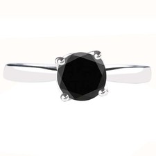 925 Silver & 1.60Ct Round Cut Certified Natural Black Diamond Ring Tariffs Free
