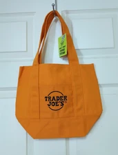 New Trader Joes Trick-or-Treat Mini Canvas Tote Halloween " Orange " 