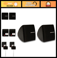 Mountable Indoor Bookshelf Speakers - Black Pair for Home Theater Audio