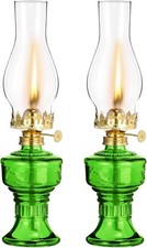 2 Pcs Chamber Oil Lamps for Indoor Use Vintage Kerosene Lamp Rustic Green 