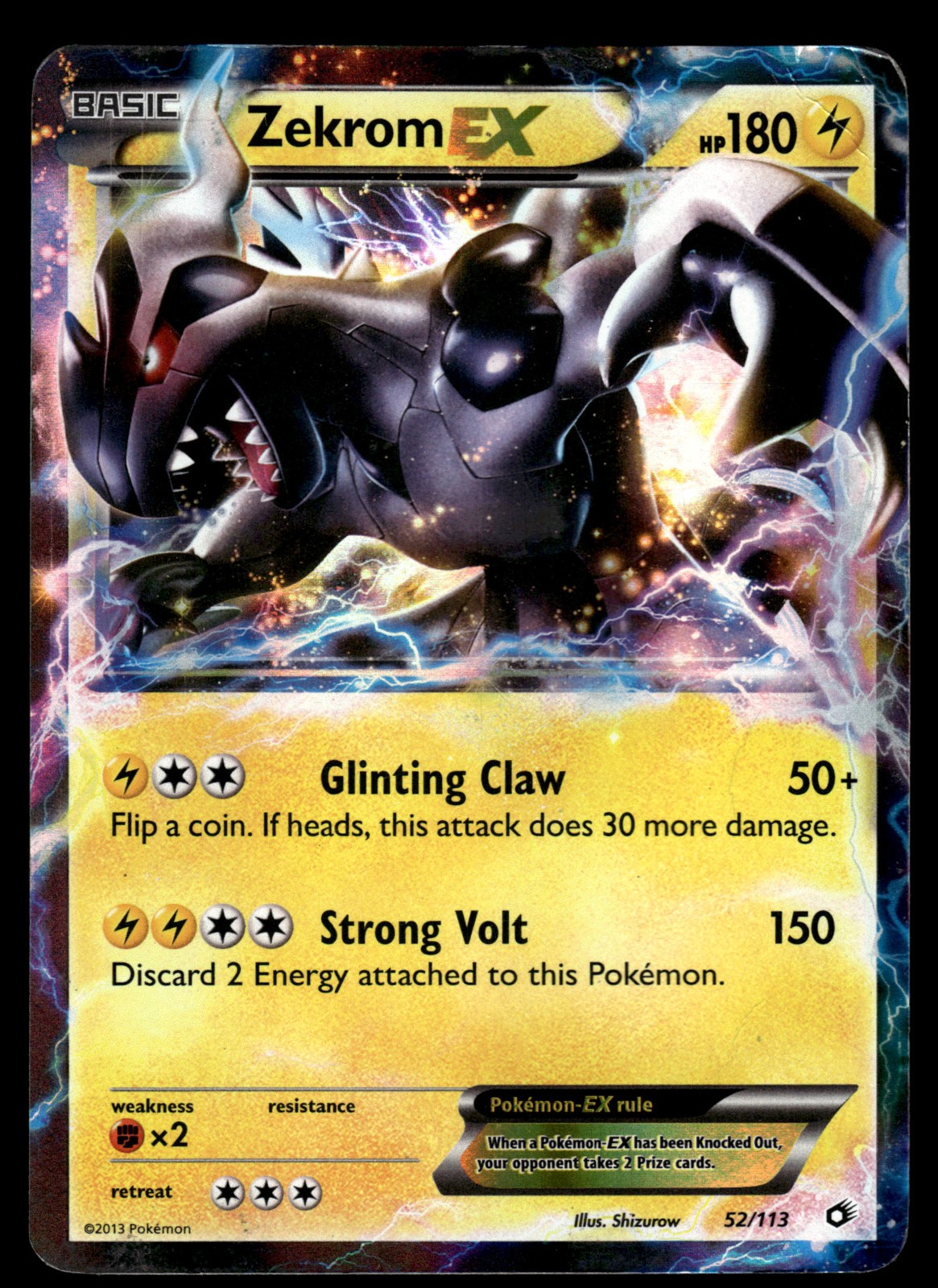 2013 Pokemon Legendary Treasures 52 Zekrom EX LP 