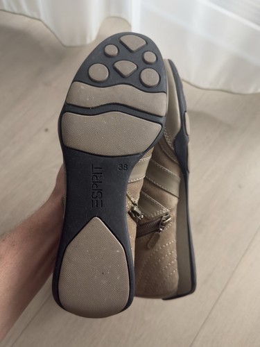 Vintage Esprit Suede Womens Boxer Moto Beige Leather High Trainers y2k Size 38 - Picture 8 of 23