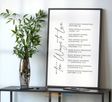 Ten Ways To Love Bible Verse Wall Art Scripture Prints Christian Home Decor-PE41