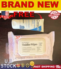 Toddler Wipes Flushable Hypoallergenic pH Balanced, Ocean Mist Scent + FREE GIFT
