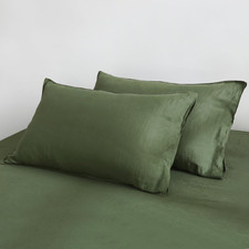 100 Linen Pillow Cases Standard Size 20X26 Inch Set of 2 - Washed French Natura