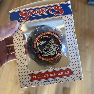 Vintage Denver Broncos Xmas Ornament Christmas 90s Glass Super Bowl 32