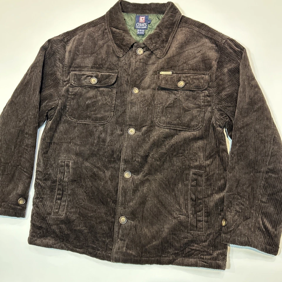 Chaps Ralph Lauren Corduroy Jacket Men's Large Brown Y2K Vintage Button Up Cord - Image 3 of 4