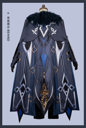 Genshin Impact II Capitano Cosplay Capa Negra Disfraz Conjunto Completo Ropa Poliéster - Imagen 11 de 26