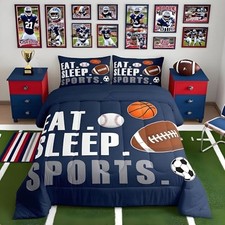  Football Comforter Set Size Kids Basketball Baseball Soccer Twin Multi 0938