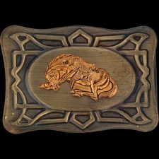 Bucking Bronc Bronco Saddle Horse Rodeo Cowboy Western 80s Vintage Belt Buckle