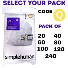 Simplehuman Q Bin Liners Q Bin Bags Q Drawstring bags 50L-65Litre 20 To 240 Pack
