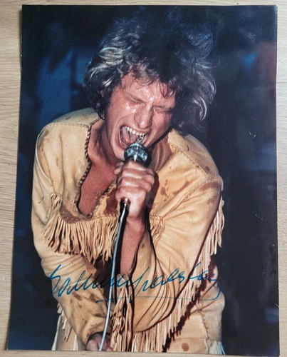 RARE 40x30cm JOHNNY HALLYDAY PHOTO with signature - Original Print