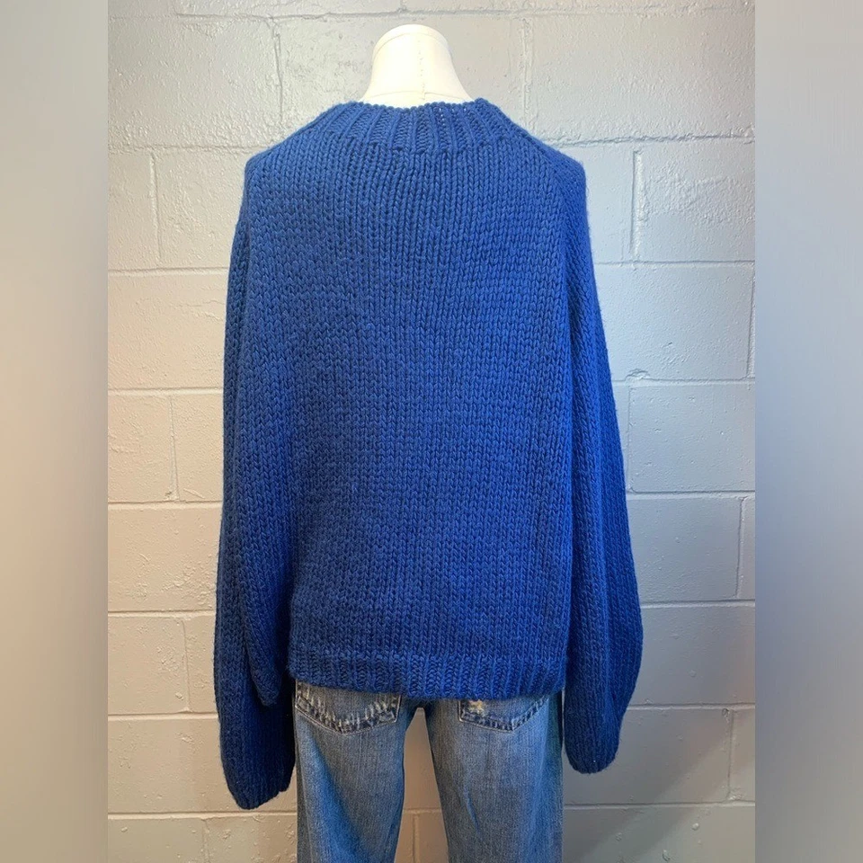Suéter grueso tejido azul real mezcla lana Elan rosa corazón para mujer talla grande Foto 3 de 4