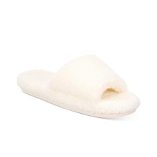 INC Womens 8 M Ivory Sherpa Slip On Fuzzy Faux Fur Slide Slipper Sandals NIB IY8