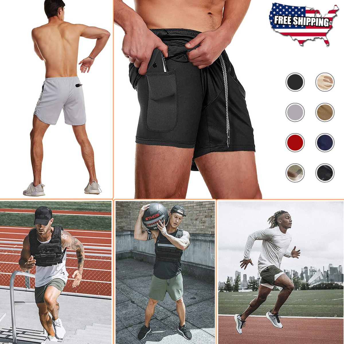 Men's Gym Sports Training Bodybuilding Workout Running Shorts