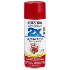 Rust-Oleum 249124 12-Oz Premium 2X Ultra-Cover Spray Paint, Gloss Apple Red