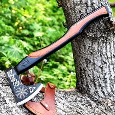 CUSTOM HAND MADE VIKING AXE HATCHET TOMAHAWK HIGH CARBON STEEL HEAD 2623