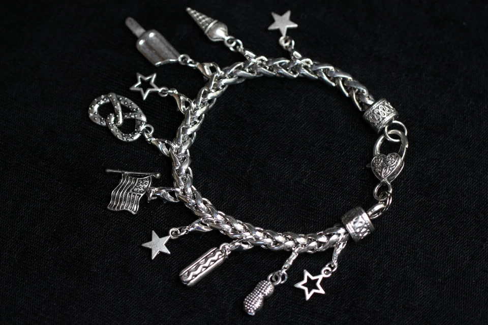 Pulsera con dijes de peltre de plata temática justa 8" intercambiable 4 de julio Foto 4 de 4