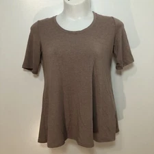 logo lounge womans medium taupe blouse shirt short sleeve