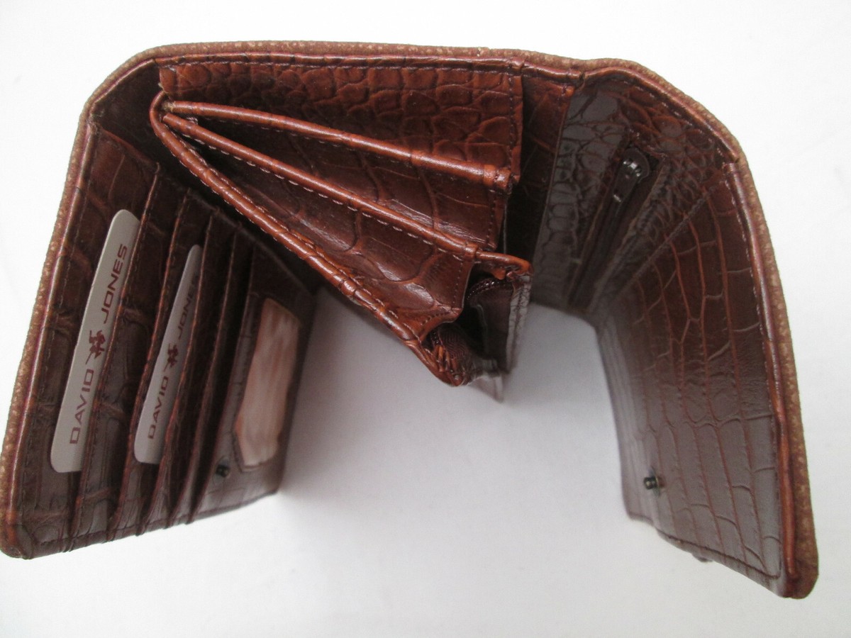 Portefeuille Porte-monnaie DAVID JONES En Cuir Vintage - Marron - Occasion Parfait état