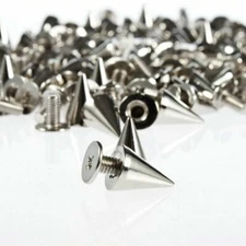 200pcs/set 9.5mm Silver Cone Spikes Screwback Studs DIY Craft Cool Rivets Punk 