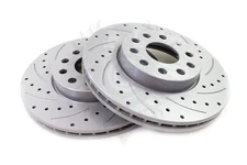 Eurospec Drilled Slotted 288mm Front Brake Rotor Set Mk5 Mk6 Mk7 Golf Jetta A3