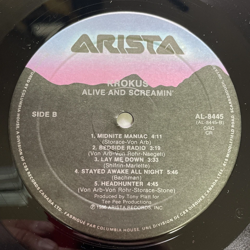 Krokus, Alive And Screamin' LP Vinyl Record Original 1986 Press Canada Import VG - Image 3 of 4