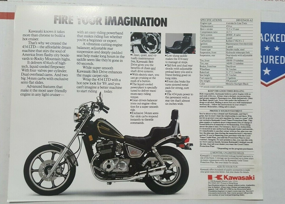 NOS Kawasaki 1989 454 LTD Brochure 99969-2017 (tzp-303) | eBay