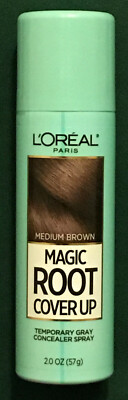 NEW L'Oreal Magic Root Cover Up Gray Temporary Concealer Spray, Medium Brown 2oz