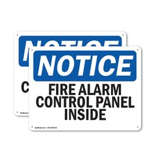 2 Pack Fire Alarm Control Panel Inside OSHA Notice Sign Decal Metal Plastic