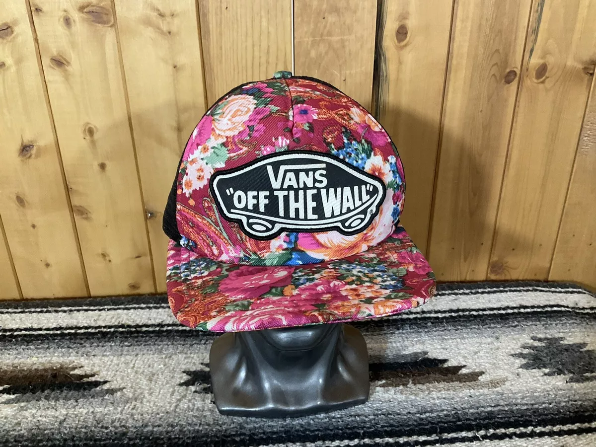 Vans Off The Wall Hat Youth Snapback Trucker Floral Pink Black