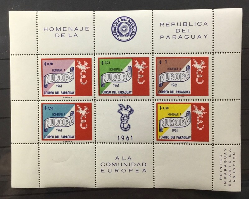 PARAGUAY #627a. SOUVENIR SHEET, EUROPA 1961.   MNH