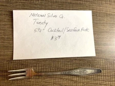 National Silver Twenty Pattern Silverplate Seafood Cocktail Fork 5-1/2"