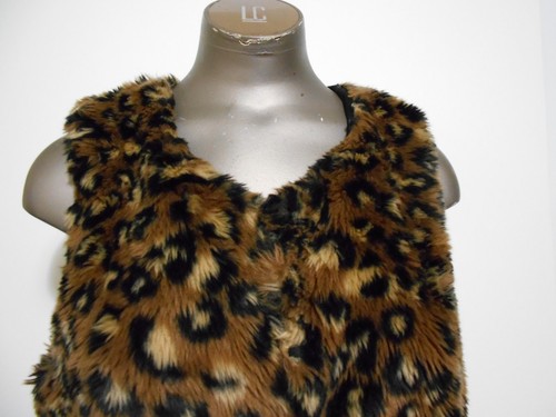 Forever 21 Womens Animal Print Faux Fur Vest Size M Biker Goth Western Grunge - Picture 5 of 6