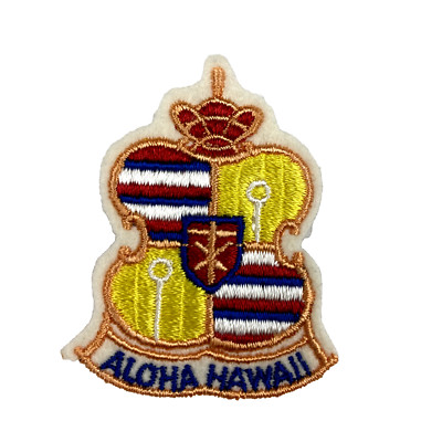 Vintage HAWAII Patch 1970s ALOHA Royal Hawaiian Coat of Arms Embroidered