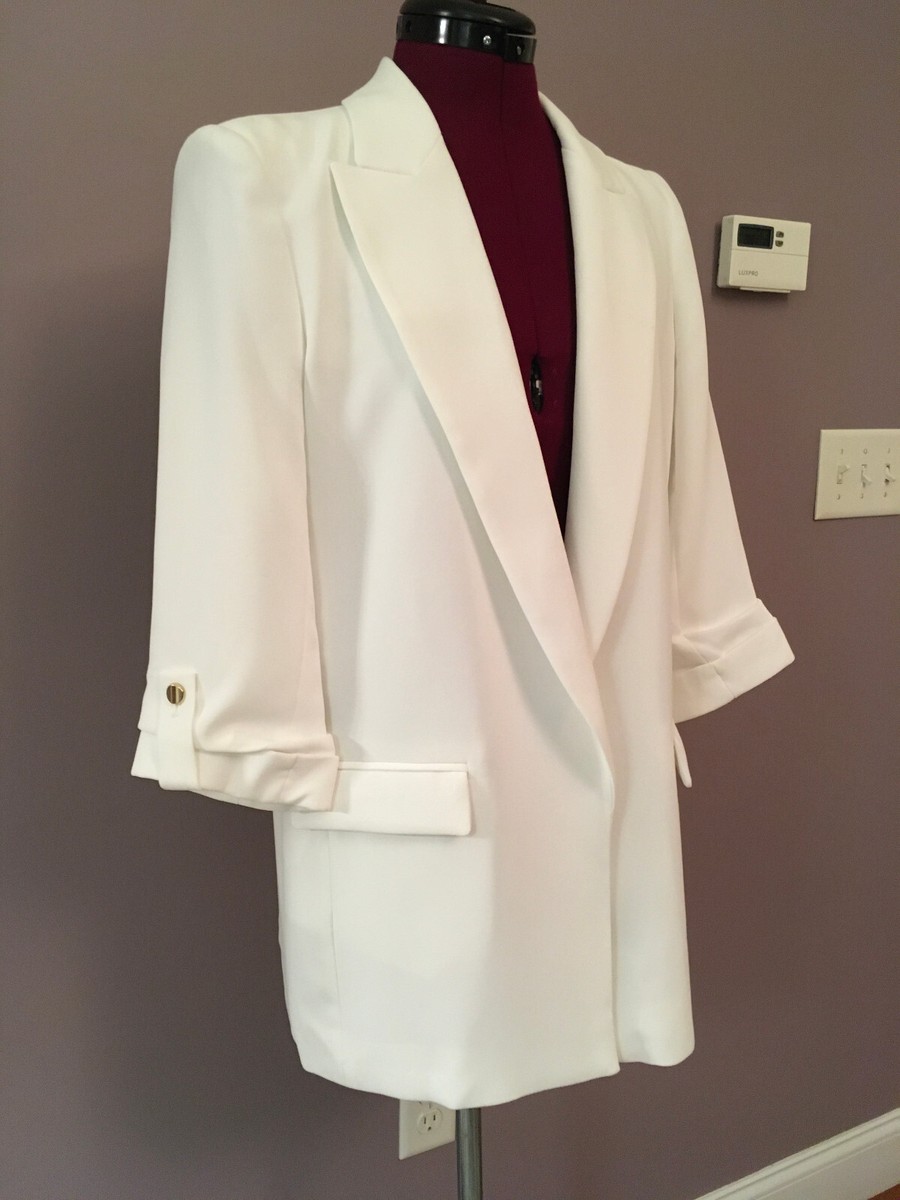 NWT ZARA BLAZER WITH ROLLED-UP SLEEVE WHITE SIZE XS- REF