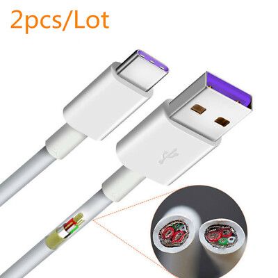 2X 5A Type C USB-C Fast charge cable For Huawei P30 P40 Plus Mate 20 30 pro