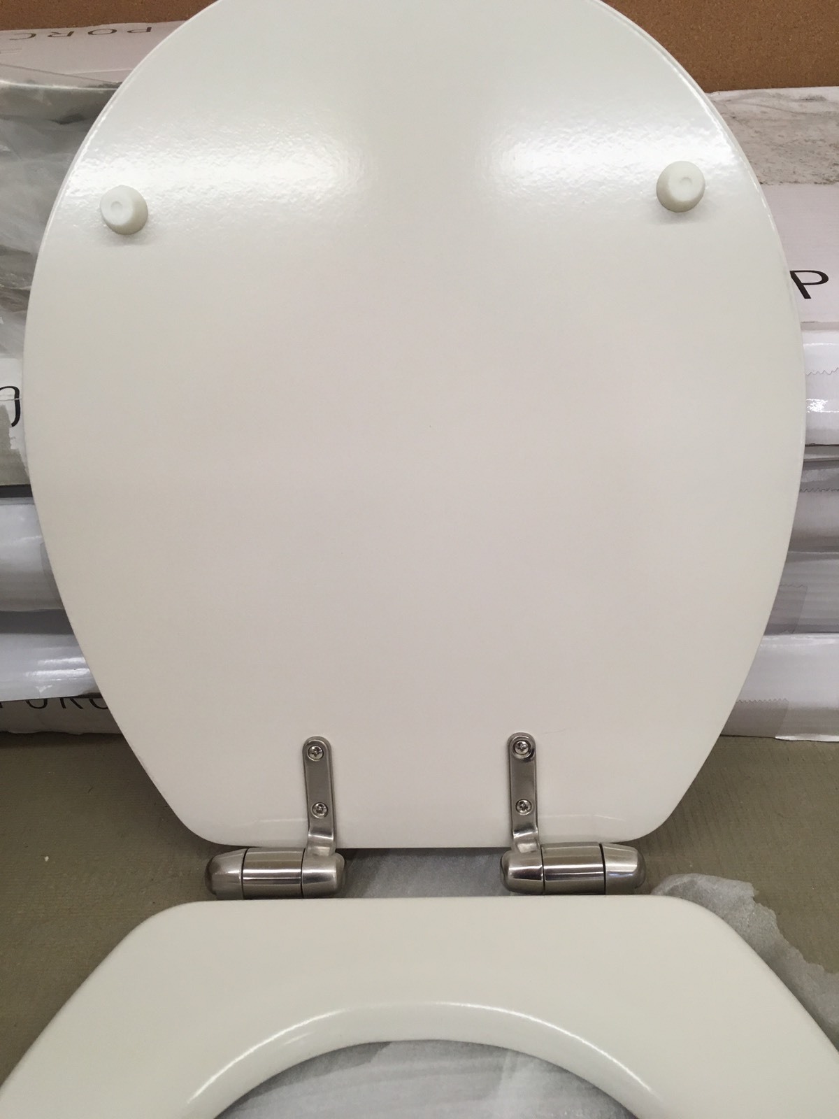 Porcher 7012800.071 Biscuit Round Front Toilet Seat w/Polished NICKEL