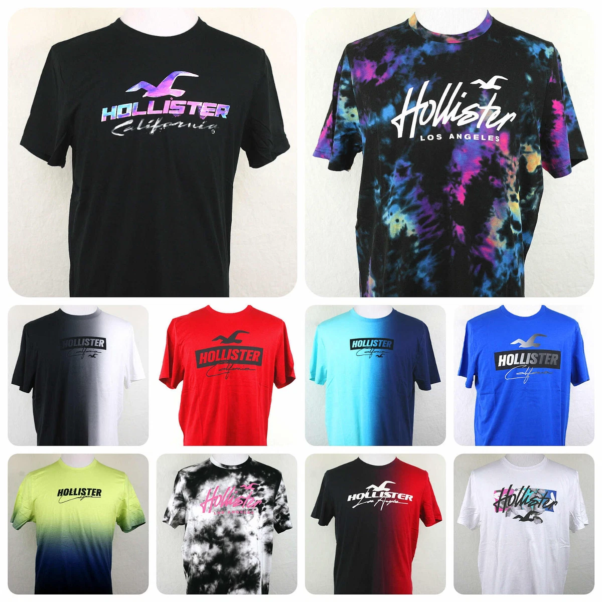 Hollister Graphic T-shirt Crew Neck Short Sleeve 100% cotton all colors