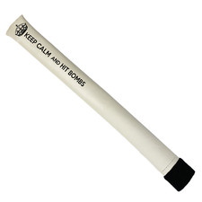 Keep Calm and Hit Bombs Sunfish white leather alignment stick cover