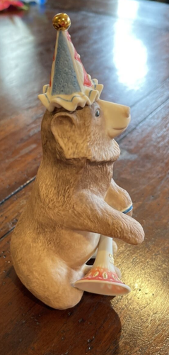 Orso marrone polare porcellana CYBIS vintage con cappello e corno festa compleanno made in USA - Foto 5 di 9