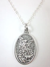 Ladies St Michael Archangel /Guardian Angel Medal Pendant Necklace 20" Chain
