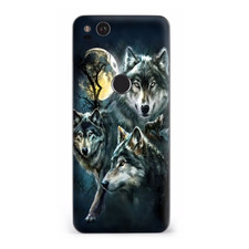 Google Pixel 2 Skins Decal Wrap 3 Wolves Moonlight