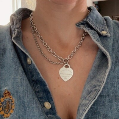 RARE Tiffany & Co. Heart Tag Return to Tiffany Double Chain