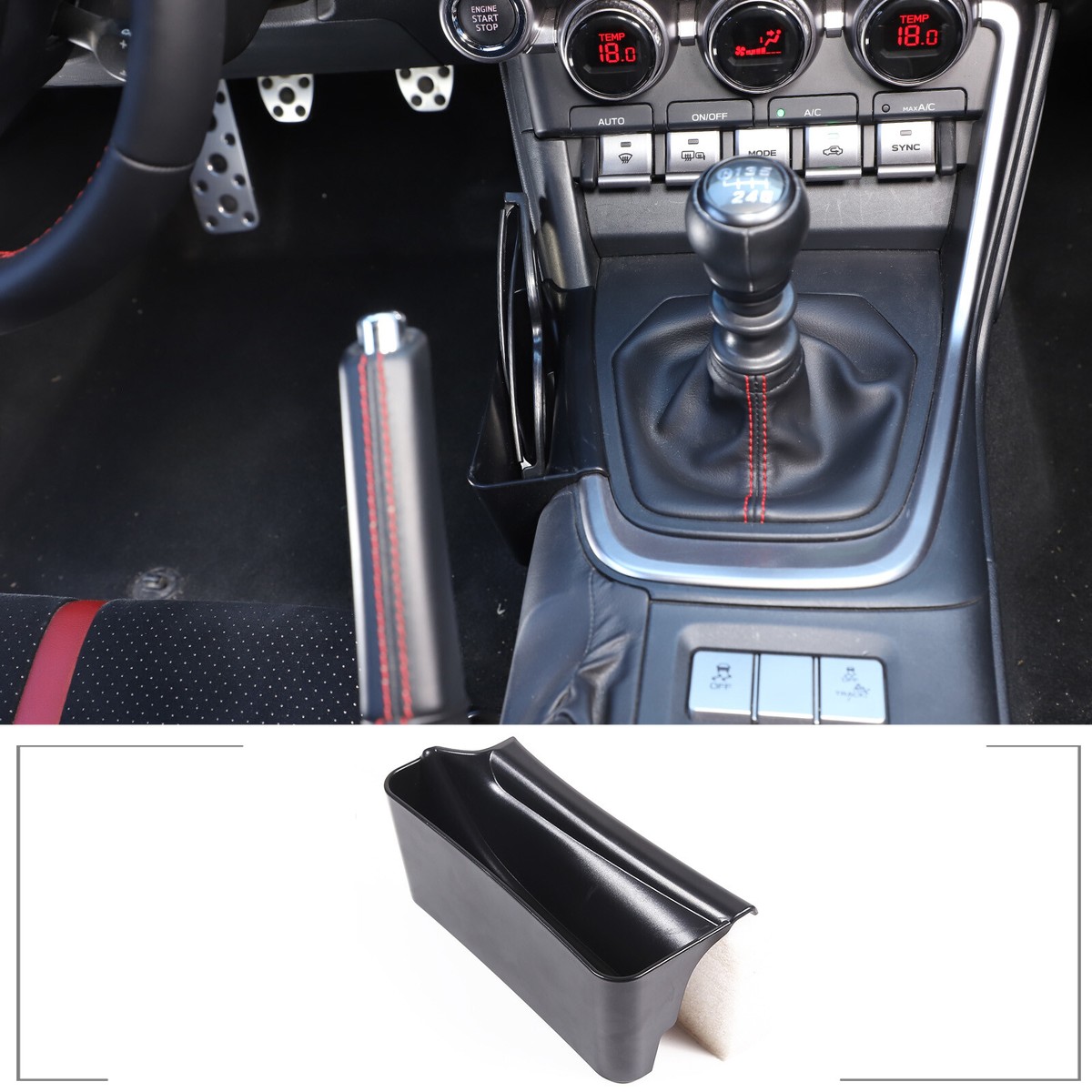 Black Left Central Control Storage Tray For Toyota GR86 Subaru BRZ 