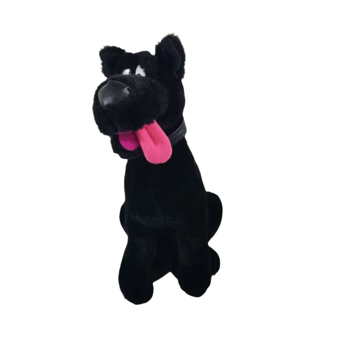 Black Dog Plush Stuffed Animal Toy 2003 Vintage Pink Tongue Puppy